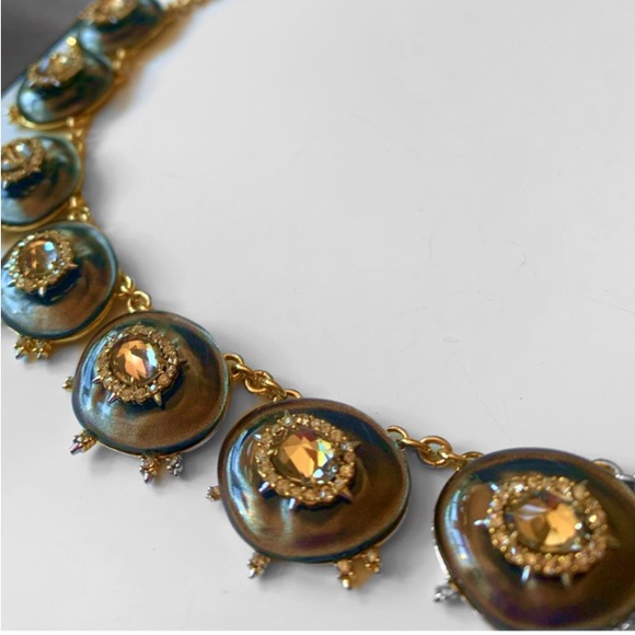 Alexis Bittar Jewelry - ALEXIS BITTAR • NEW Crystal Studded Satin Silk Lucite Spiked Starburst Necklace